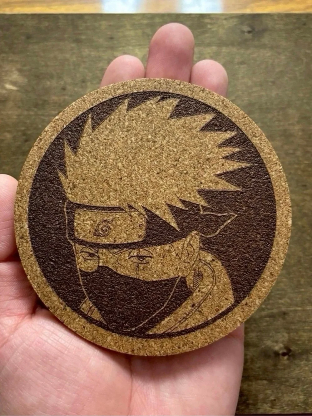 Naruto Kakashi Laser Engraved Cork Coasters Lot of 5